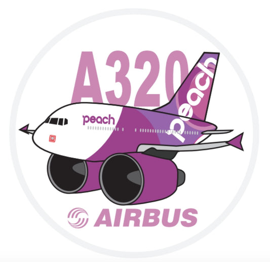 RBF現貨  PEACH A320 7CM STICKER 貼紙 S-C-320-MM *free shipping* 全球免運費