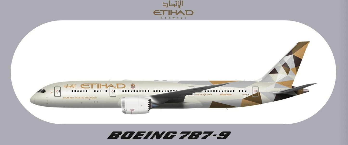 RBF現貨  ETIHAD 787-9 9.5X5.7CM STICKER 貼紙 S-R-789-EY *free shipping* 全球免運費