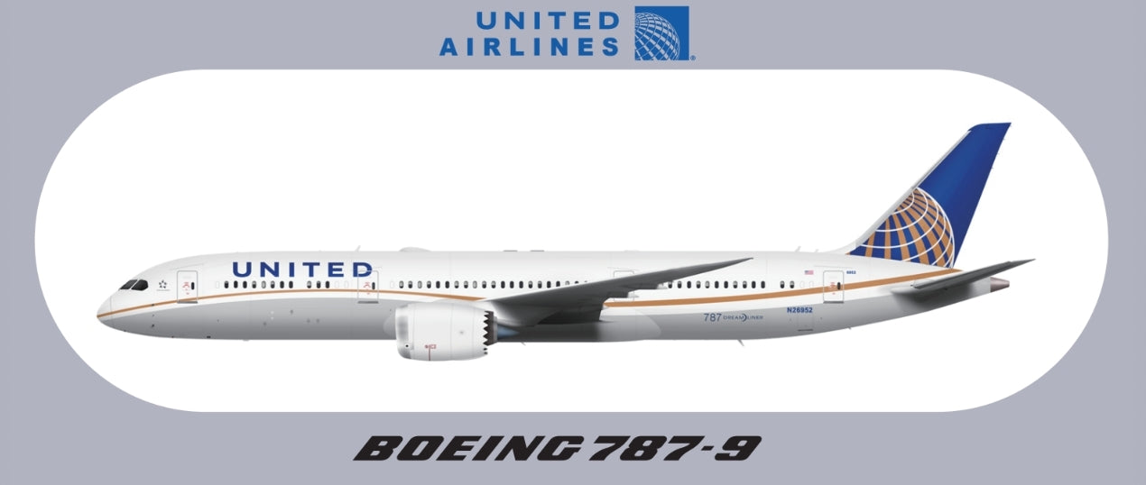 RBF現貨  UNITED 787-9 9.5X5.7CM STICKER 貼紙 S-R-789-UA *free shipping* 全球免運費