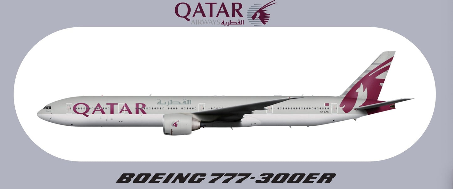 RBF現貨  QATAR 777-300ER STICKER 20x8.8cm 貼紙 S-R-77W-QR-BAC *free shipping* 全球免運費