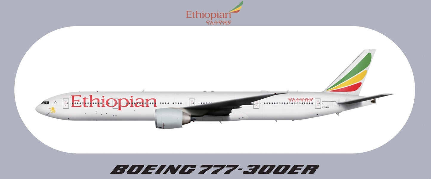 RBF現貨  ETHIOPIAN 777-300ER STICKER 20x8.8cm S-R-77W-ET *free shipping* 全球免運費
