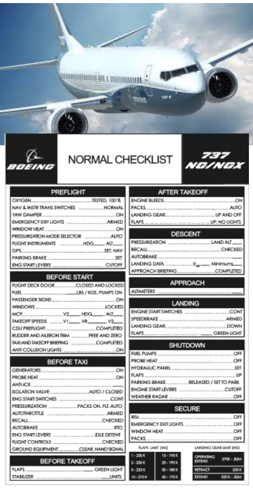 RBF現貨   Checklist 737 NG SERIES CHX737 *free shipping* 全球免運費