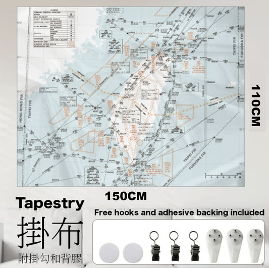 RBF現貨  Tapestry Taiwan Airspace 台灣航圖 掛布 FP150110-TW-AIRWAY *free shipping* 全球免運費