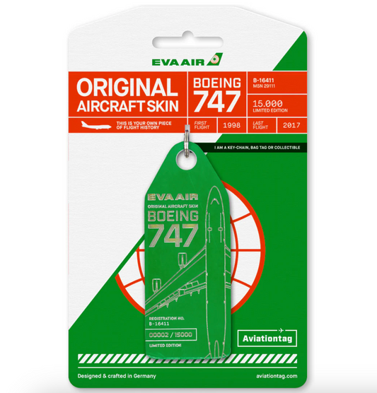 RBF絕版   AVIATIONTAG EVA AIR 747 - B-16411 4260411671701 *free shipping* 全球免運費