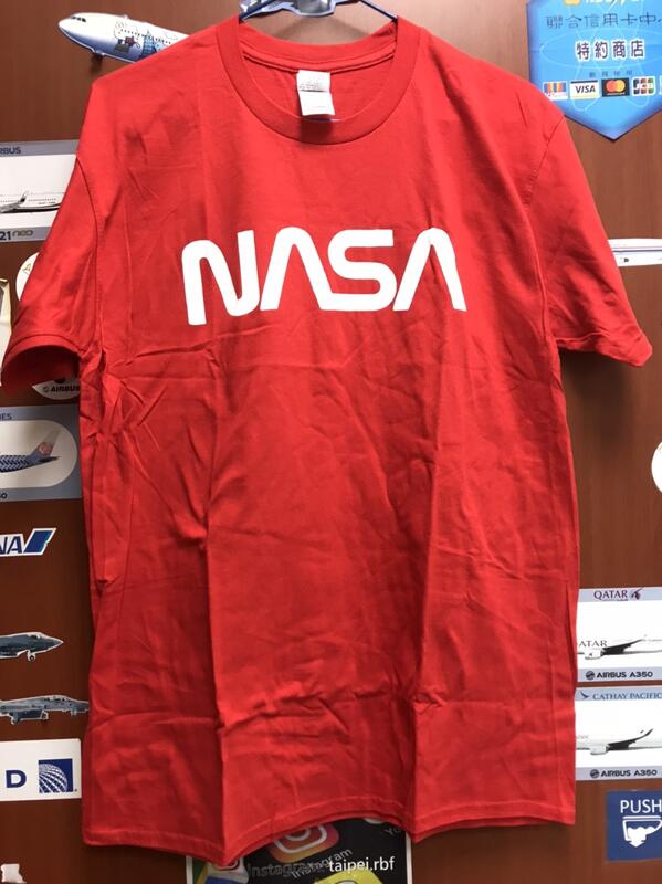 RBF絕版  NASA LOGO RED T-SHIRT Size S T-NASA-R-S *free shipping* 全球免運費