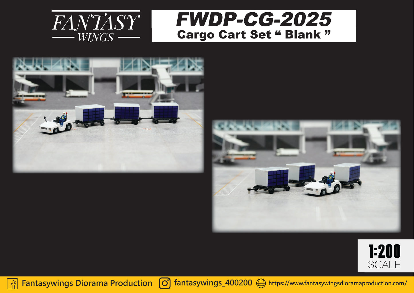 RBF絕版 FANTASY 機場地勤 1:200 CARGO Cart Set Blank FWDP-CG-2025 *free shipping* 全球免運費