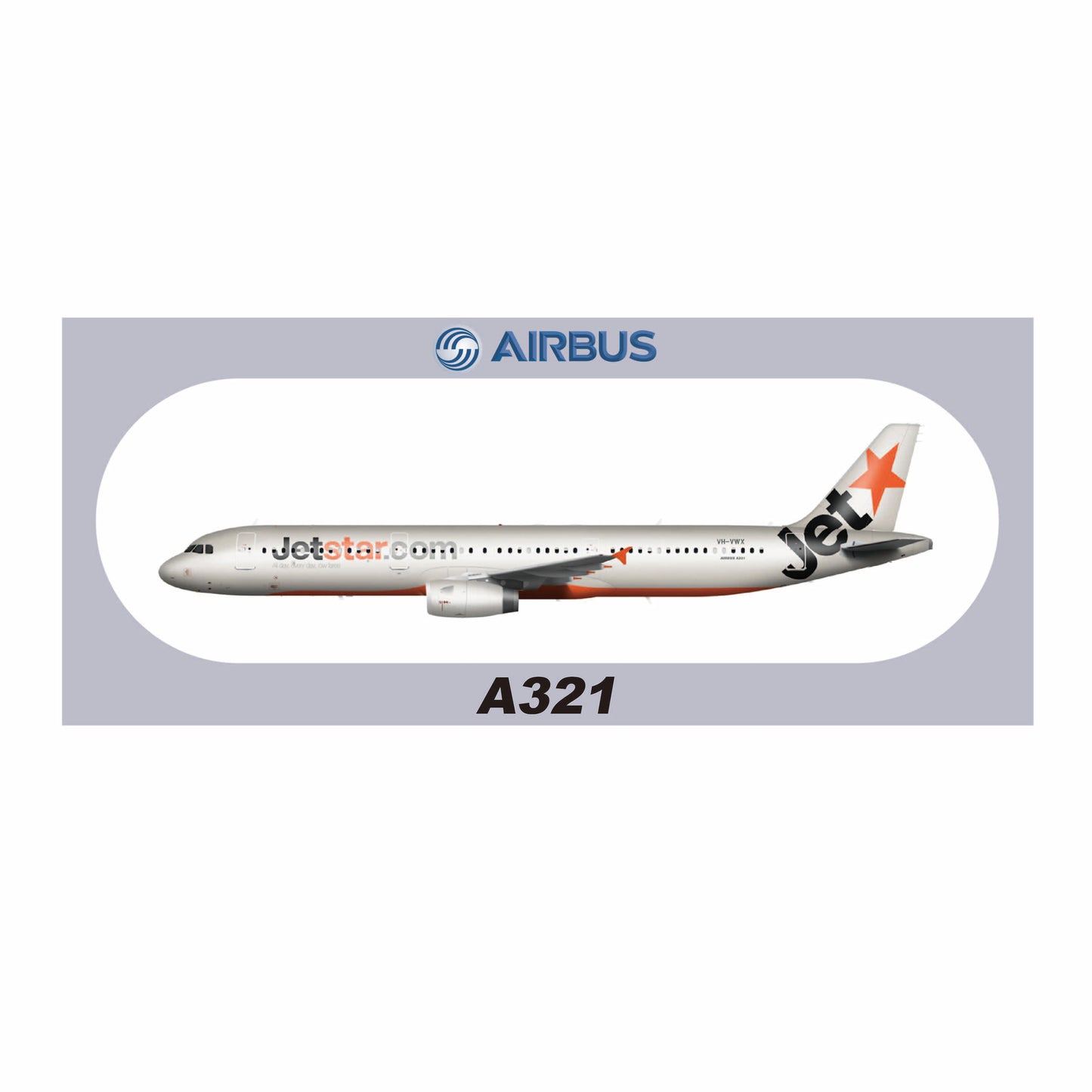 RBF現貨  JETSTAR A321 20x8.8CM STICKER 貼紙 S-R-321-VWX *free shipping* 全球免運費