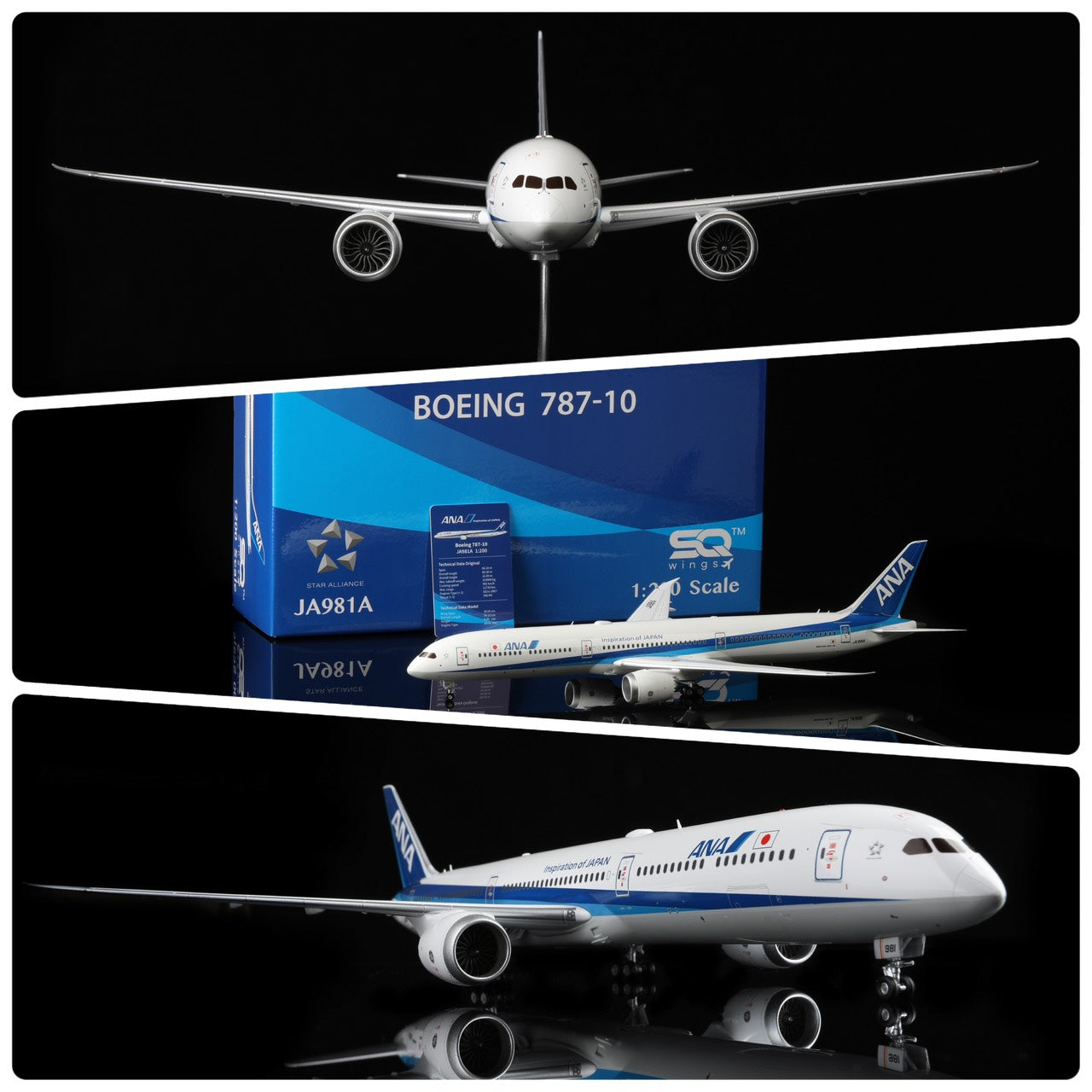 "RBF絕版 SQ 金屬 1:200 ANA	B787-10	JA981A L2037 *free shipping* 全球免運費"