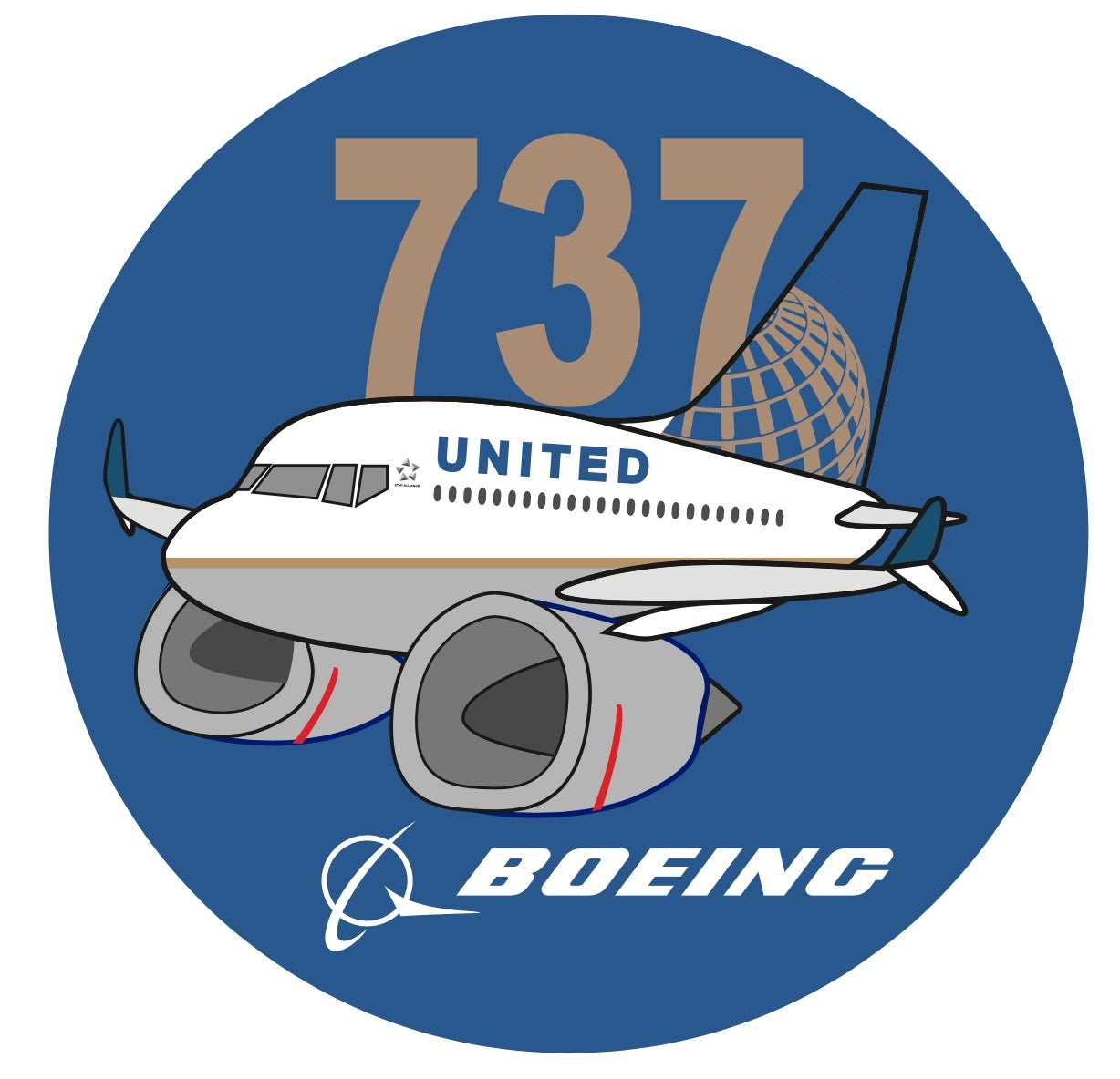 RBF現貨  UNITED 737 7CM STICKER 貼紙 S-C-737-UA *free shipping* 全球免運費