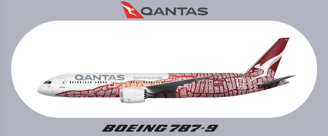 RBF現貨  QANTAS 787-9 9.5X5.7CM STICKER 貼紙 S-R-789-QF-ZND *free shipping* 全球免運費