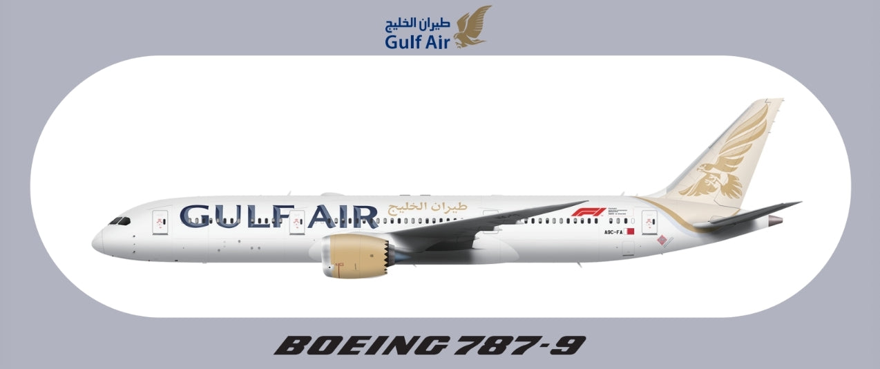 RBF現貨  GULF 787-9 9.5X5.7CM STICKER 貼紙 S-R-789-GF *free shipping* 全球免運費
