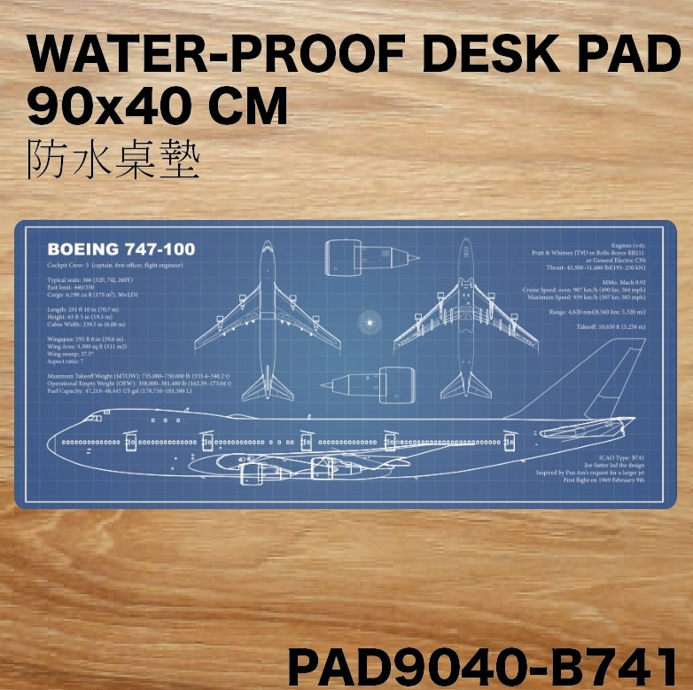 RBF絕版  747-100 DESK PAD 90x40CM 桌墊 PAD9040-B741 *free shipping* 全球免運費