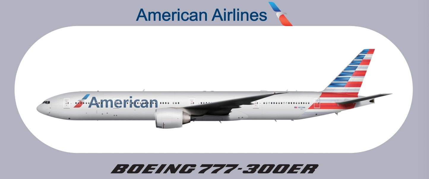 RBF現貨  AMERICAN 777-300ER STICKER 20x8.8cm  S-R-77W-AA *free shipping* 全球免運費