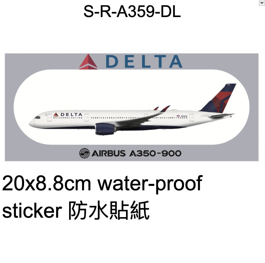 RBF現貨  DELTA A350-900 Sticker 20x8.8cm 貼紙 S-R-A359-DL *free shipping* 全球免運費
