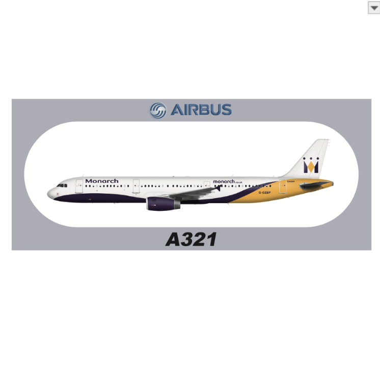 RBF現貨  MONARCH A321 20x8.8CM STICKER 貼紙 S-R-321-OZBP *free shipping* 全球免運費