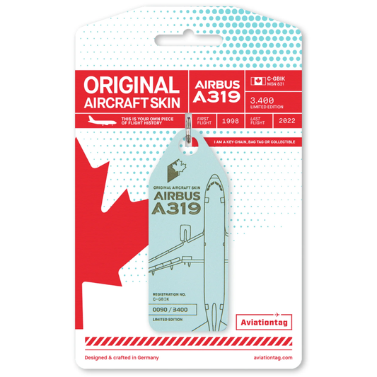 RBF  Aviationtag AIR CANADA A319 C-GBIK 4260411672487 全球免運 Free Shipping Worldwide