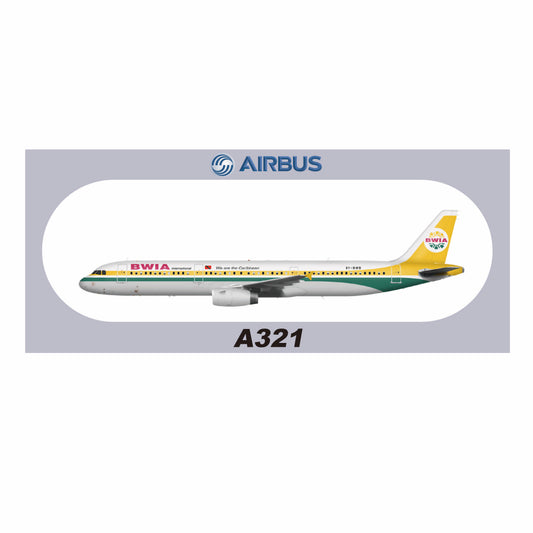 RBF現貨  BWIA A321 20x8.8CM STICKER 貼紙 S-R-321-BWB *free shipping* 全球免運費