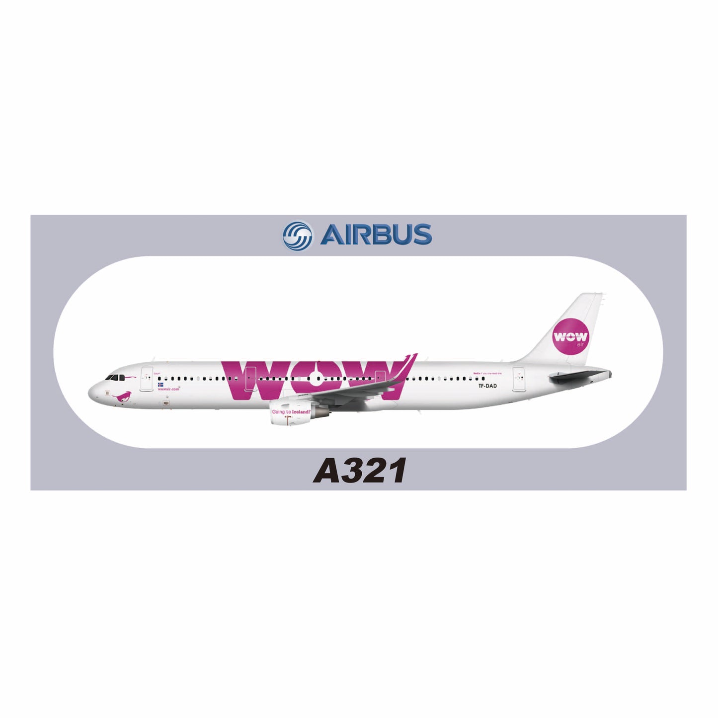 RBF-Aufkleber „WOW A321 20 x 8,8 cm Aufkleber“ SR-321-DAD *kostenloser Versand*