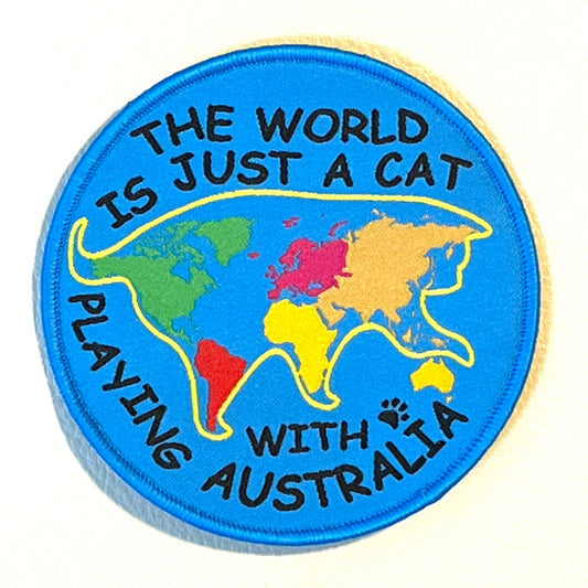 RBF現貨  WORLD IS JUST A CAT PATCH 10CM 臂章 ARM-CATAUS *free shipping* 全球免運費
